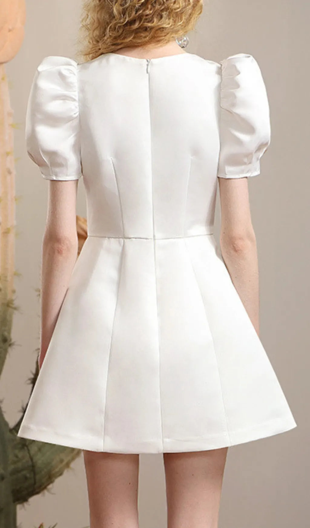 Conal White Bow Puff Sleeve Mini Dress Flowering Girl