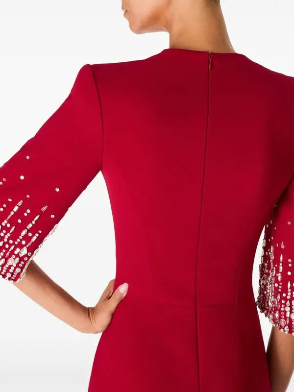 biela v-neck crystal-embellished midi dress in red Flowering Girl