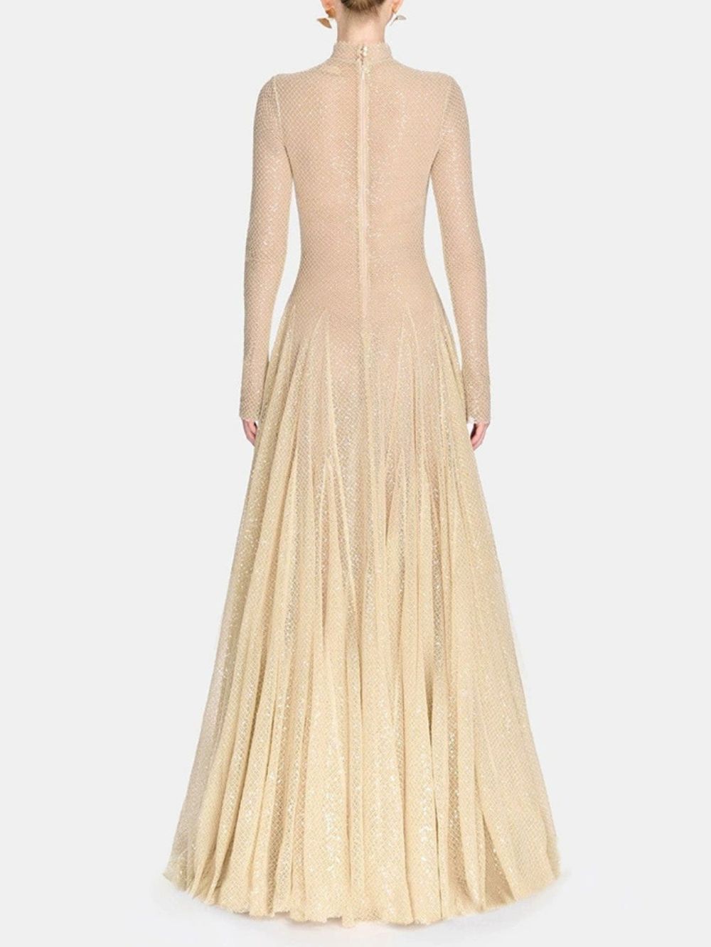 Mily Apricot Sequin Long Sleeve Maxi Dress Flowering Girl