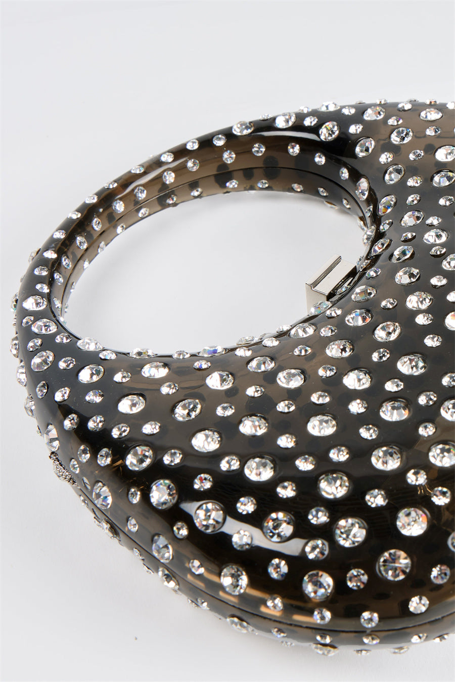 Annabel Clear Crystal Embellished Acrylic Clutch - Black Flowering Girl