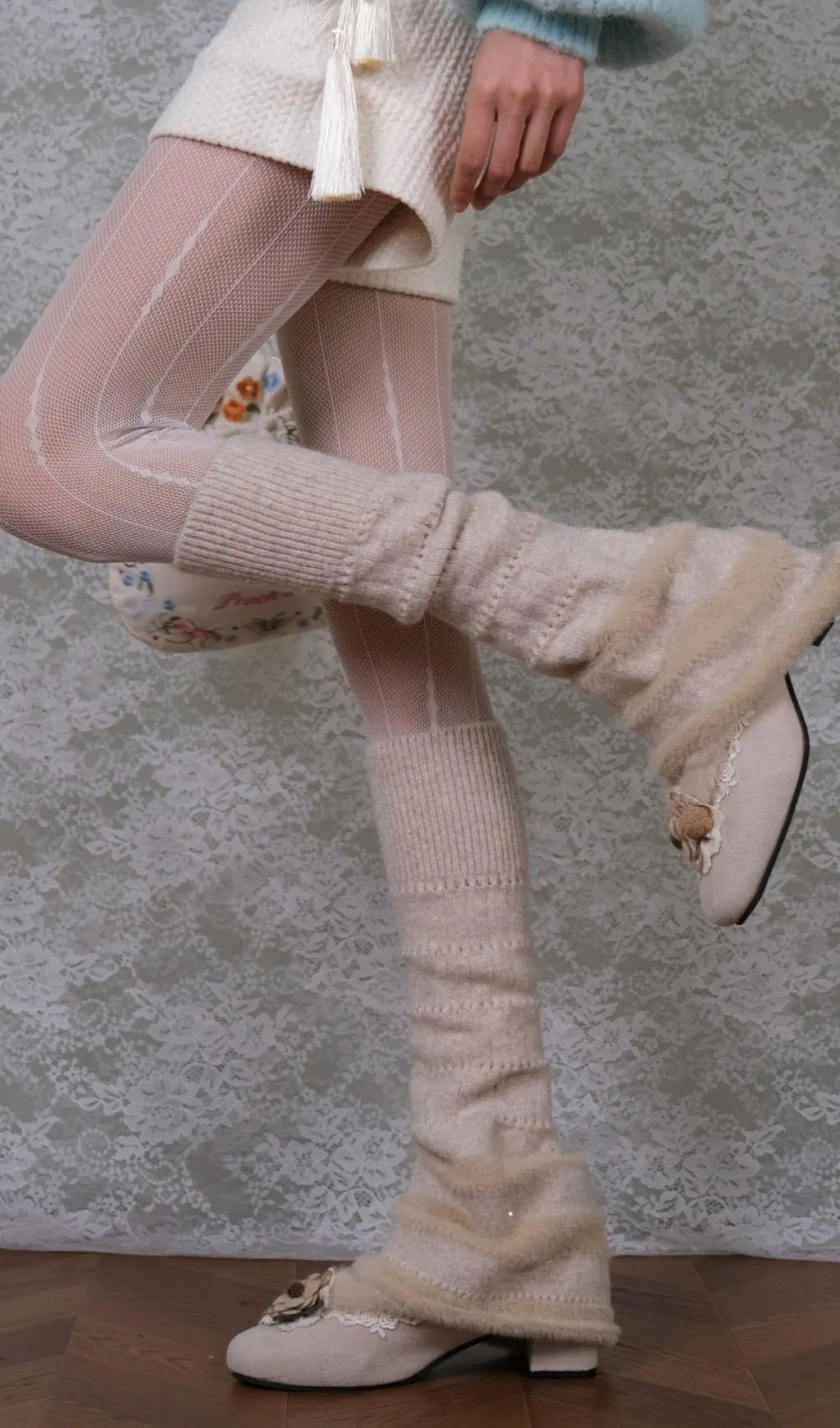 White Tights & Loose Socks Set Flowering Girl