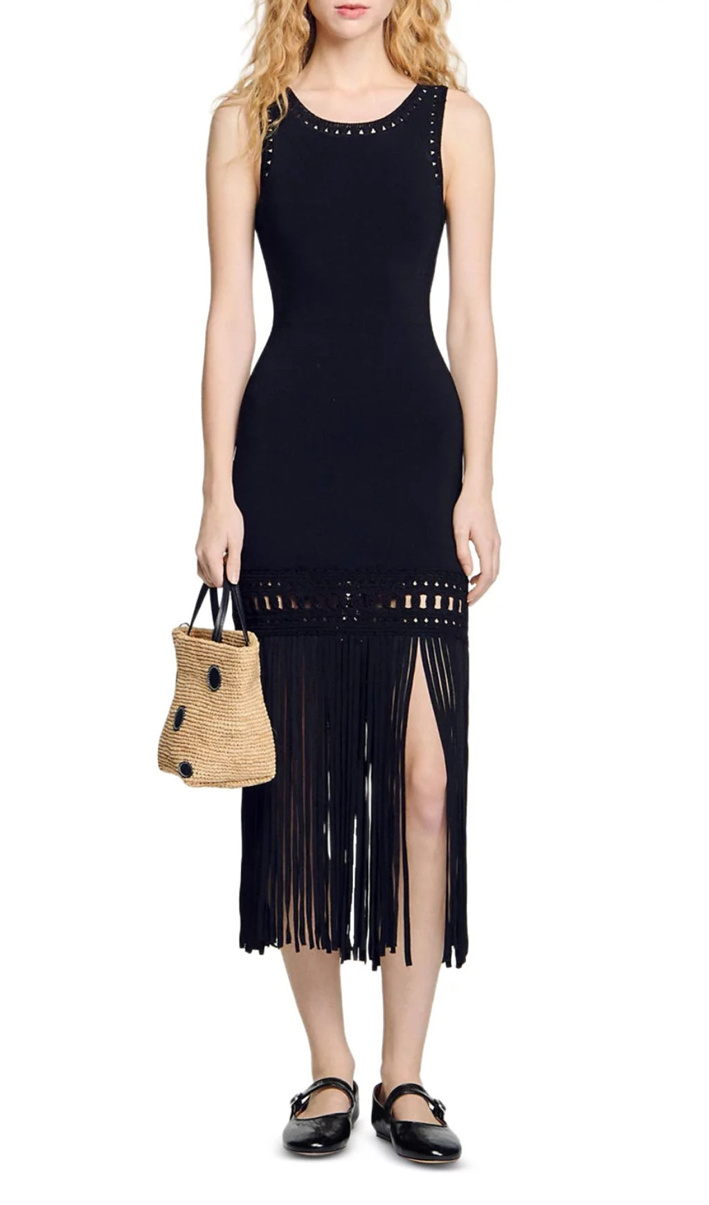 Fringed Knit Dress Flowering Girl