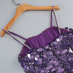 Virginia Strappy Sequin Embellished Mini Dress In Purple Flowering Girl