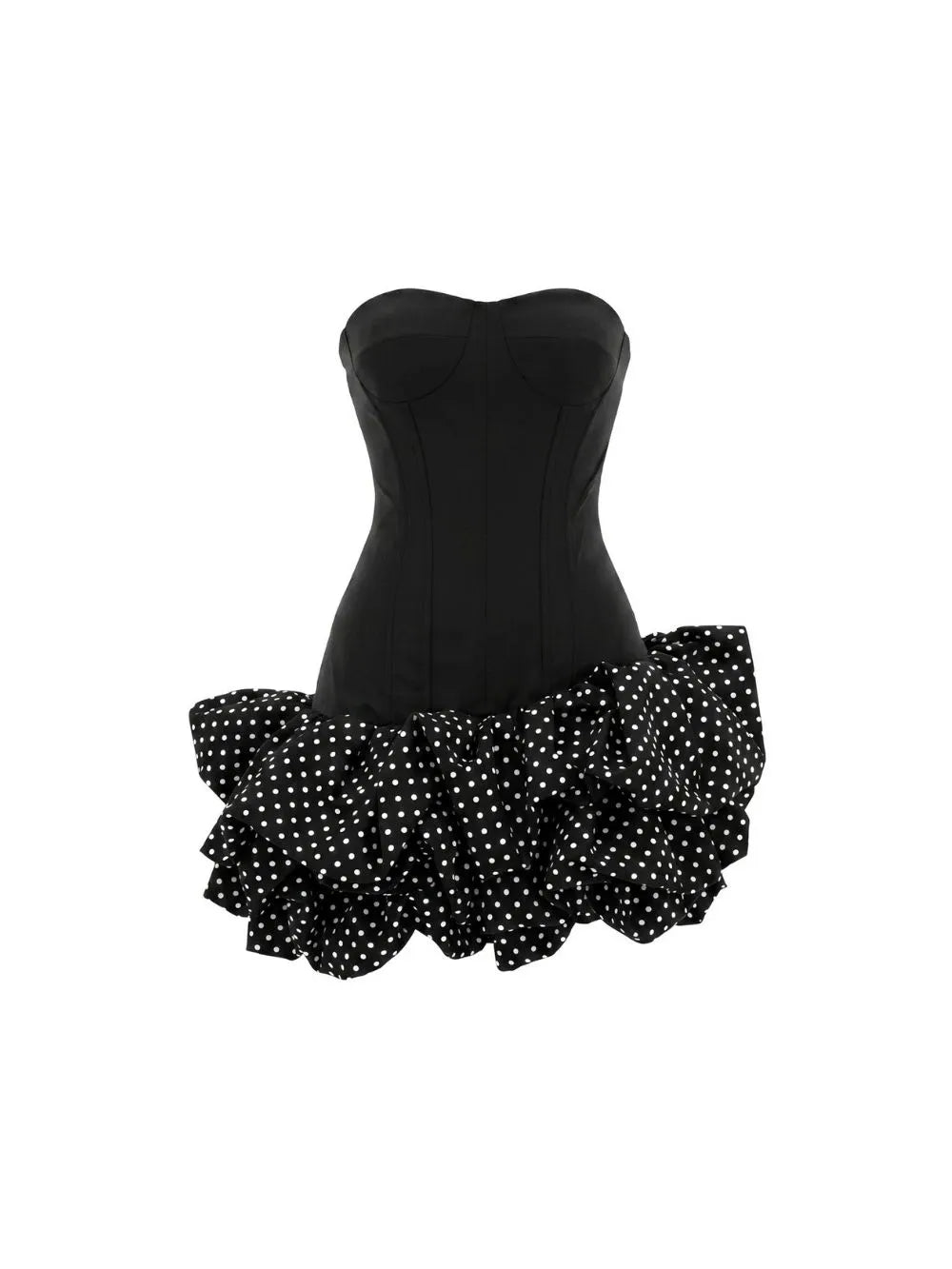 Maleni Black Strapless Bustier Polka Dot Bubble Dress Flowering Girl