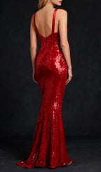Jin Red Sequin Maxi Dress Flowering Girl