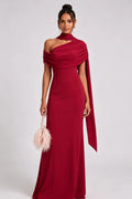 Deep Red Crepe Column Gown Flowering Girl