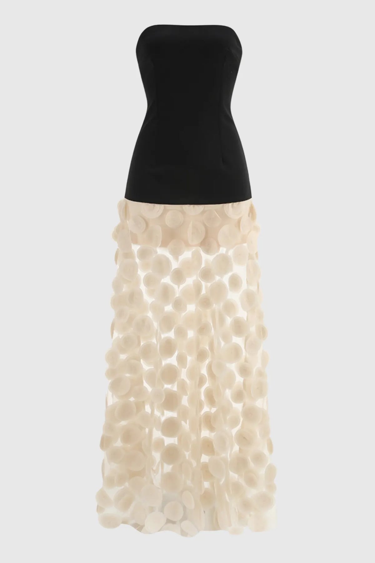 Nodin Strapless Dot Mesh Maxi Dress Flowering Girl