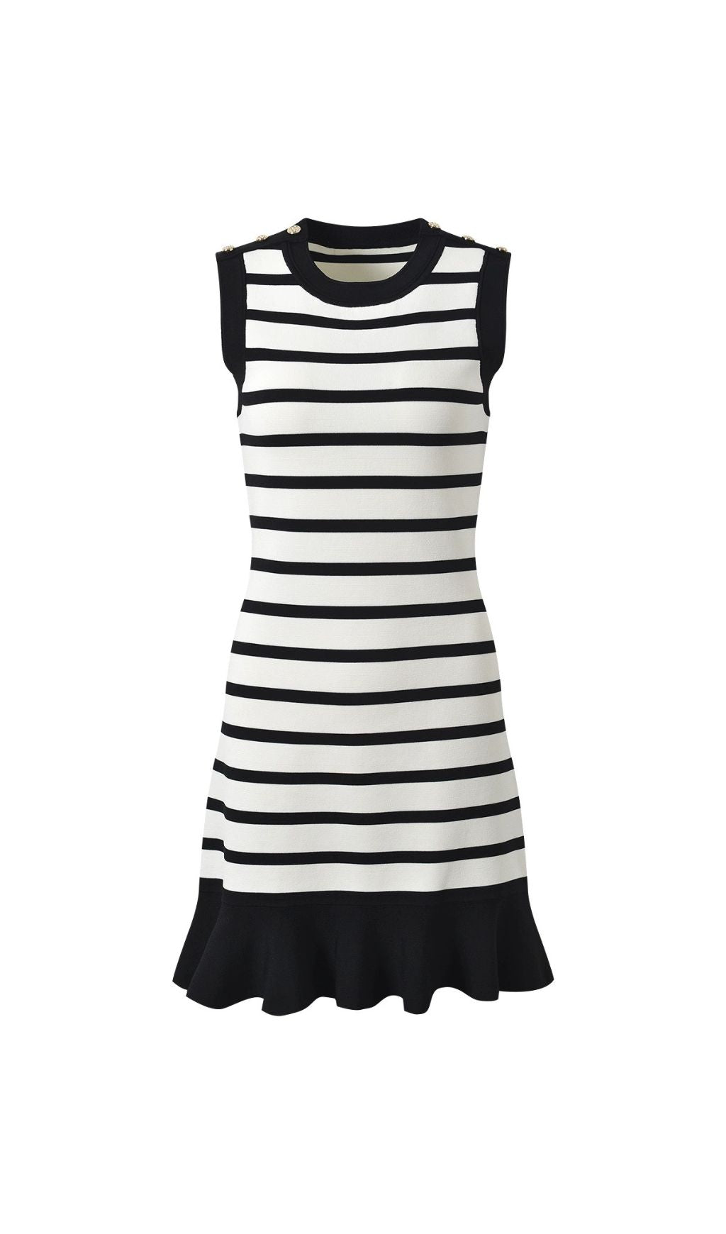 Striped Knit Short Dress Flowering Girl