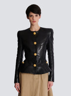 Lambskin Leather Peplum Jacket Flowering Girl
