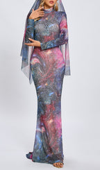 Casiphia Printed Hot Drill Maxi Dress Flowering Girl