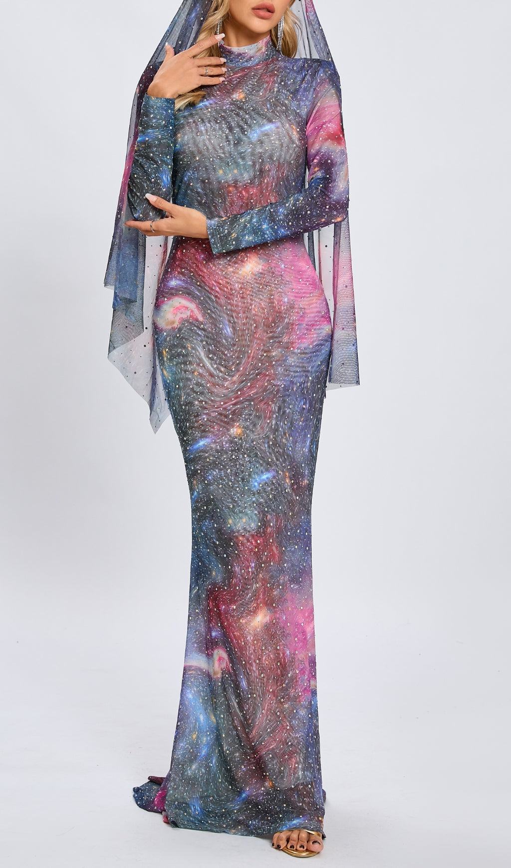 Casiphia Printed Hot Drill Maxi Dress Flowering Girl