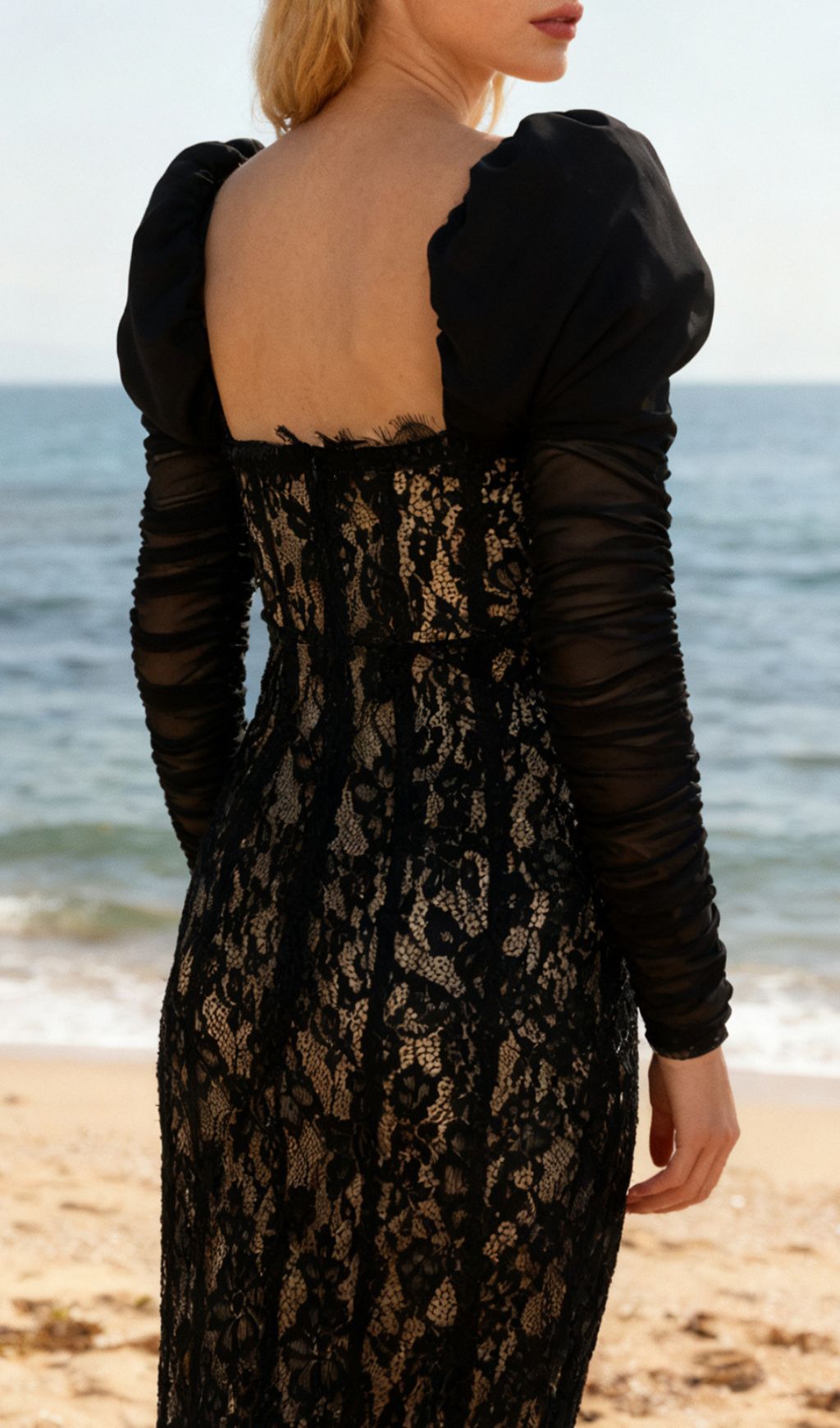 Jordane Black Long Sleeve Lace Maxi Dress Flowering Girl