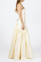 One Shoulder Satin Ruched Maxi Dress Flowering Girl