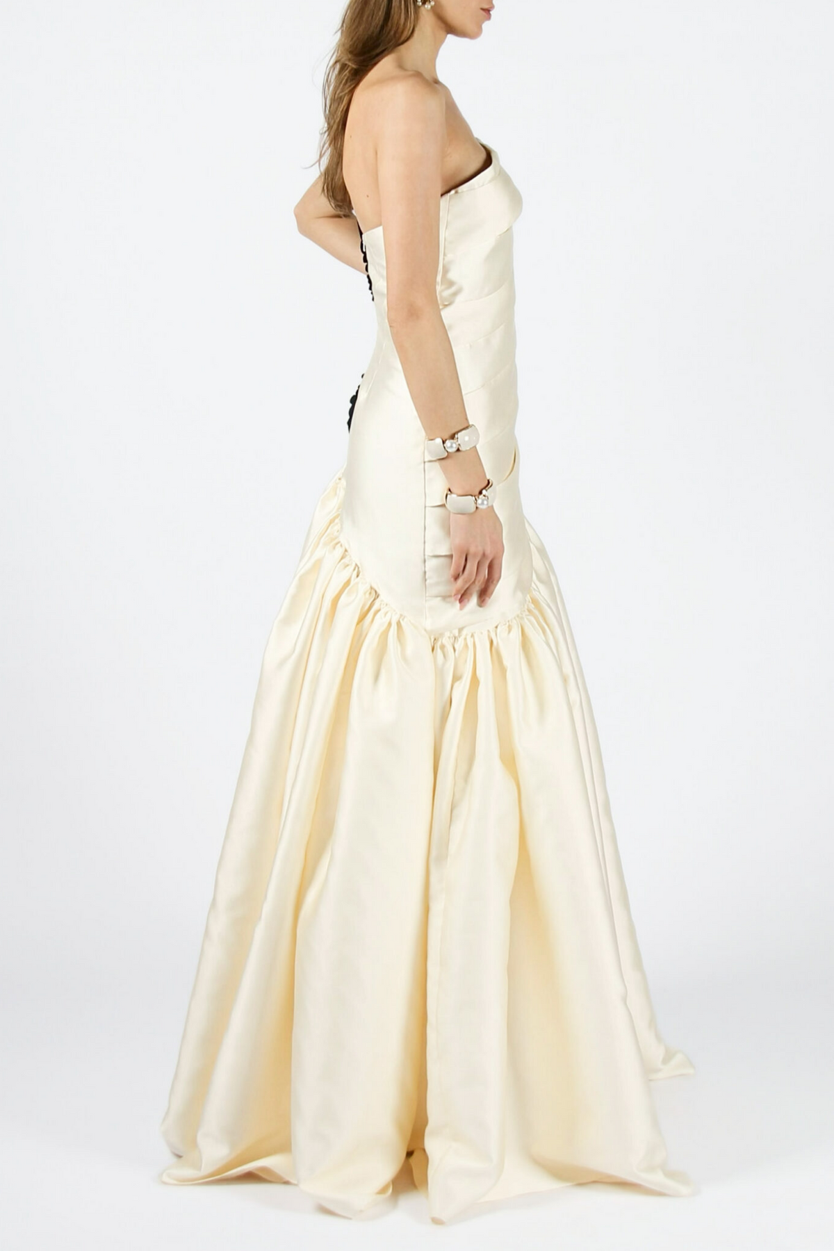 One Shoulder Satin Ruched Maxi Dress Flowering Girl
