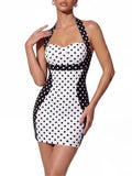Eira Halterneck Polka Dot Mini Dress Flowering Girl