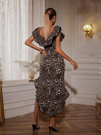 Ike Off Shoulder Leopard Print Dress Flowering Girl