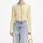 Sabina Yellow Rhinestones Embellished Alpaca Cardigan Flowering Girl