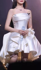Beste White Strapless A-Line Mini Dress Flowering Girl