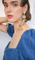 Aisling Gold Tassel Leaf Earrings Flowering Girl
