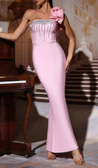 Hadlee Pink One-Shoulder Bandage Maxi Dress Flowering Girl