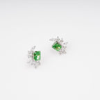 Meris Green Rectangular Gemstone Sterling Silver Earrings Flowering Girl