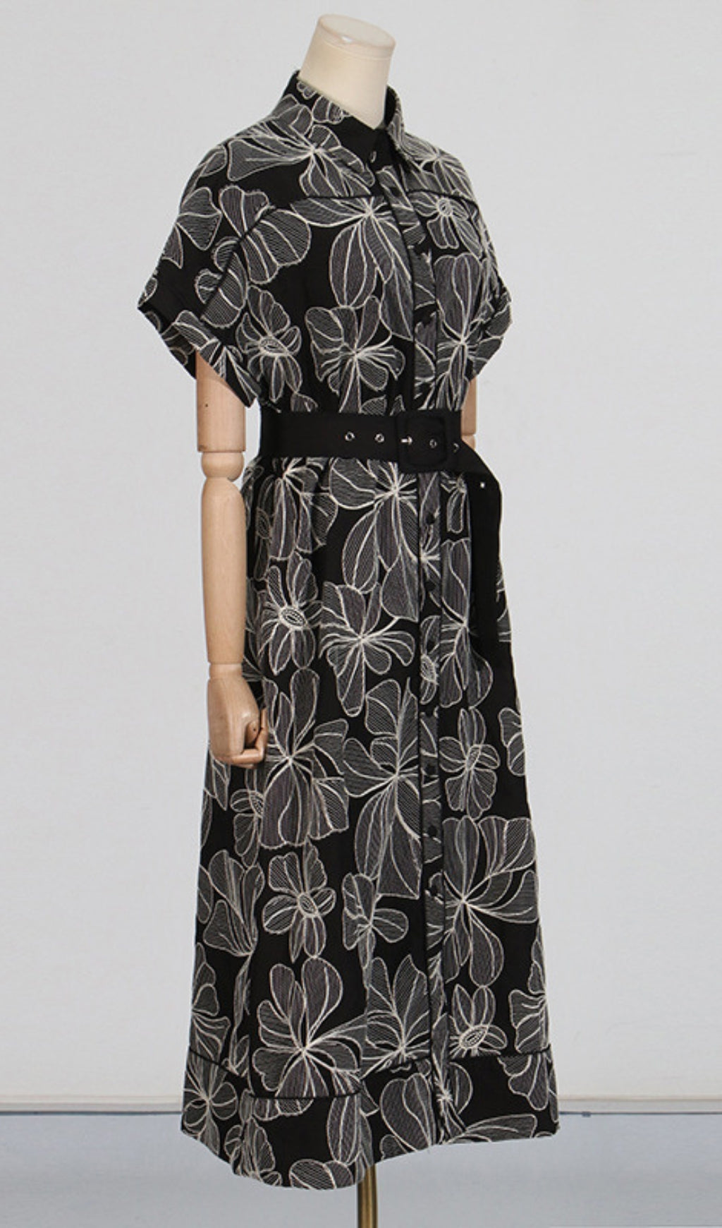 Davan Black Flower Midi Dress Flowering Girl