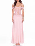 Evarik Off Shoulder Lace Maxi Dress Flowering Girl