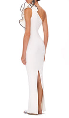 Annemarie Asymmetrical Flower Decor Dress