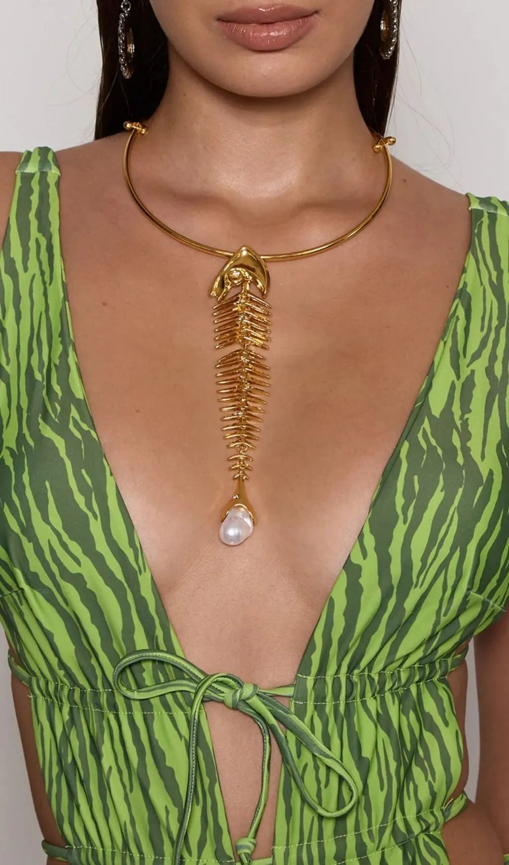 Soryxel Fishbone Pearl Pendant Choker Flowering Girl