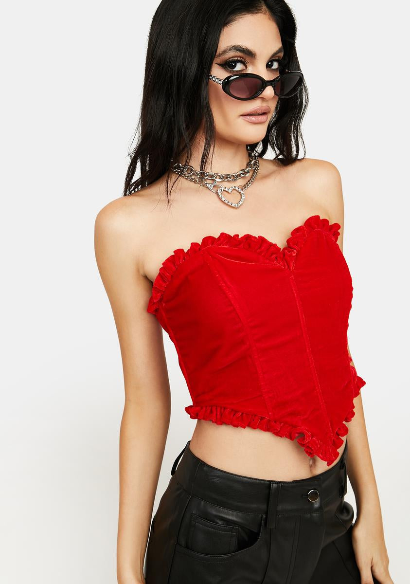 Velvet Heart Shaped Bustier Top Flowering Girl