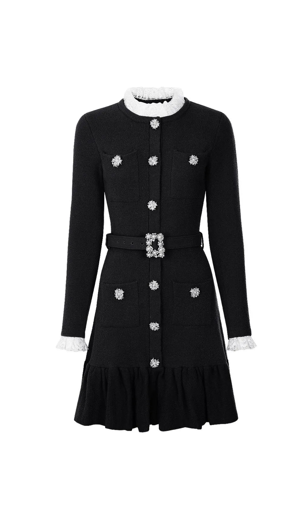Jennie Knit Lace Long Sleeve Mini Dress Flowering Girl