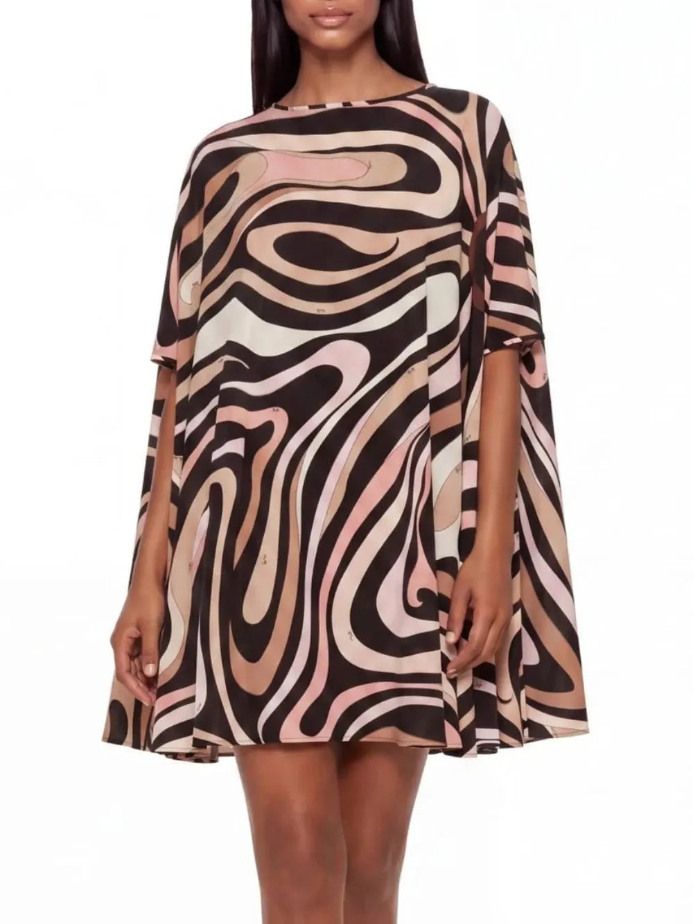 Hylora Raglan Sleeve Printed Mini Dress Flowering Girl