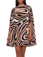 Hylora Raglan Sleeve Printed Mini Dress Flowering Girl
