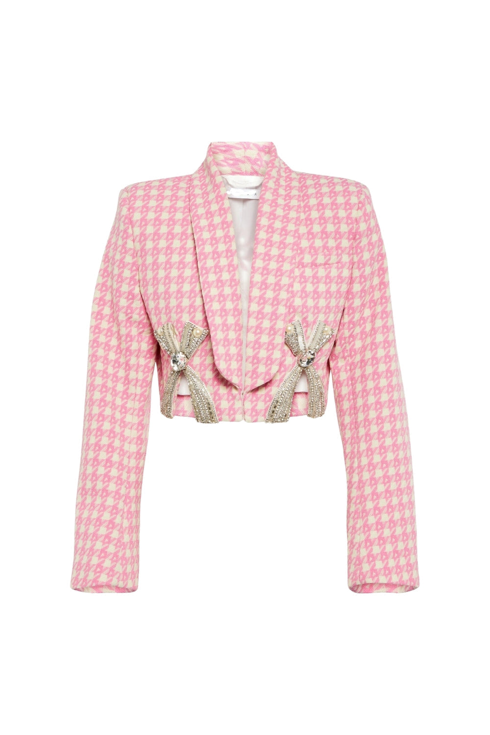 Helen Embellished Checked Wool-Blend Blazer Set In Pink Flowering Girl