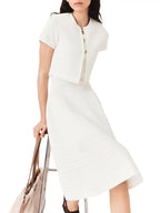 Ribbed Short Sleeve Cardigan Flowering Girl