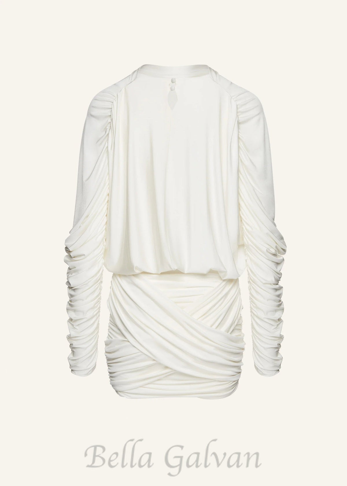 Long-sleeve jersey mini dress in cream Flowering Girl