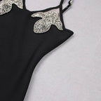 Crystal Iris Embroidery Mini Dress In Black Flowering Girl