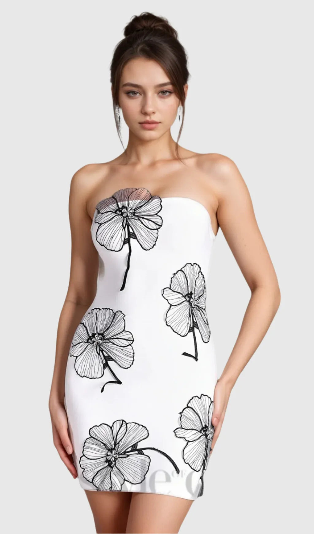 Off Shoulder Floral Mini Dress in white Flowering Girl