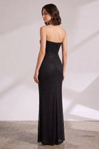 Black Mesh Overlay Fitted Column Gown Flowering Girl