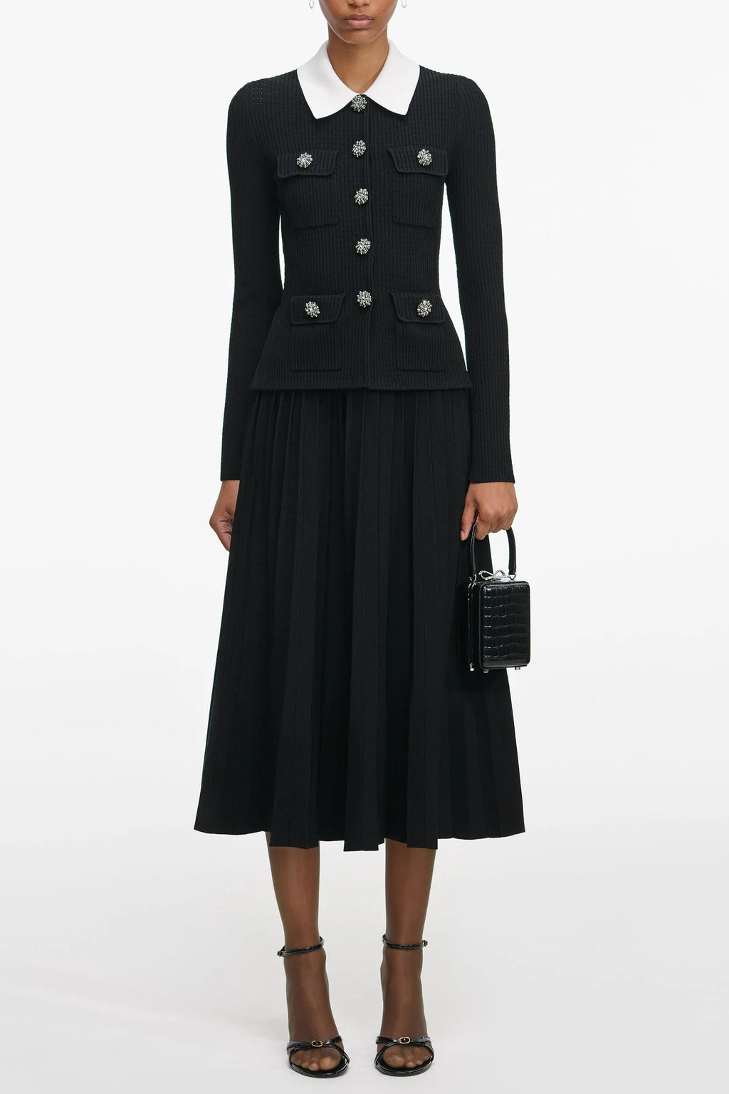 Evangeline Black Tailored Knit Midi Dress Flowering Girl