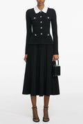 Evangeline Black Tailored Knit Midi Dress Flowering Girl