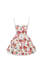 Aqua Rose Print Tulle Mini Dress Flowering Girl