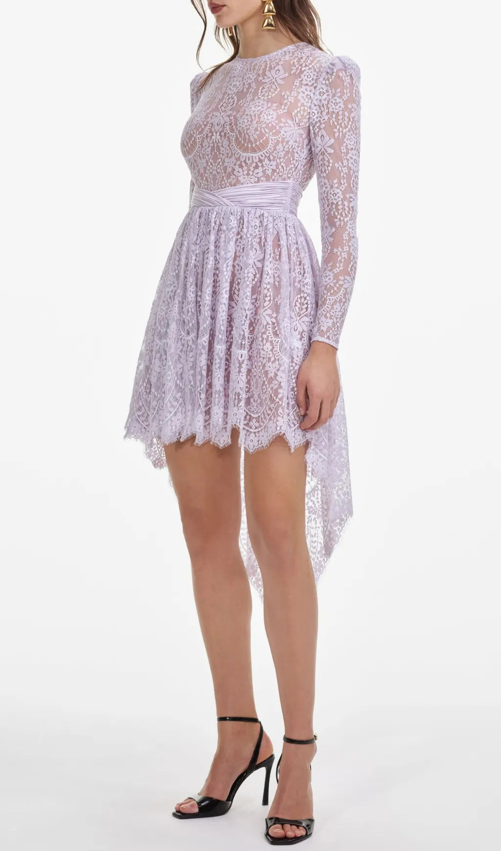 Lilac Lace Satin Mini Dress Flowering Girl