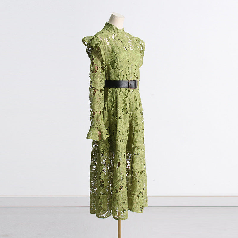 Adora Olive Lace Sleeve Midi Dress Flowering Girl