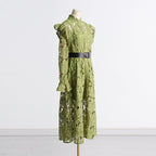 Adora Olive Lace Sleeve Midi Dress Flowering Girl