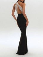 Mantreh Halter Black-White Maxi Dress Flowering Girl