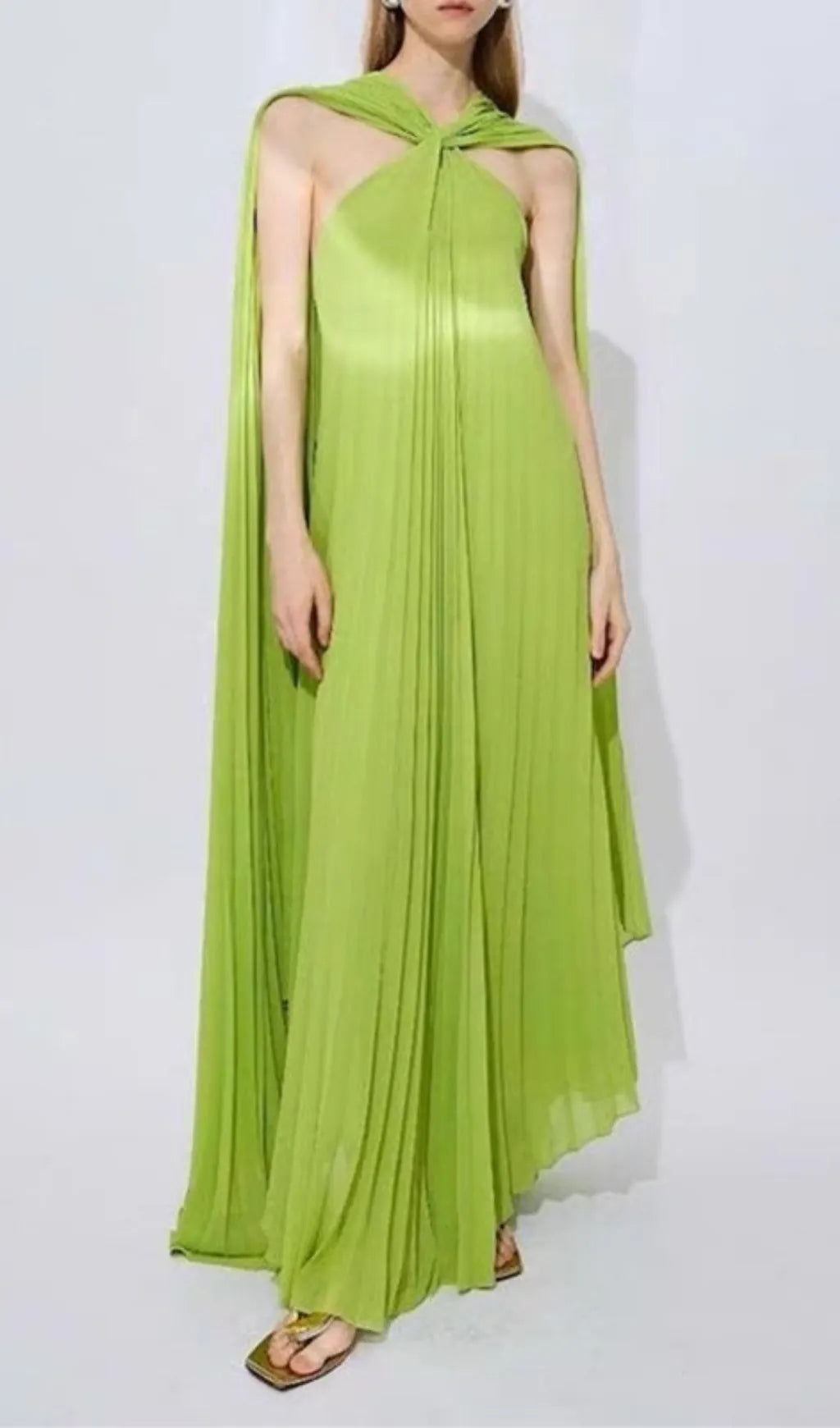 Ellaruth Green Pleated Maxi Dress Flowering Girl
