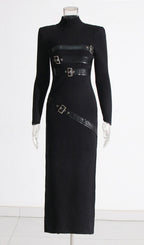 Isai Black Belt Long Sleeve Maxi Dress Flowering Girl