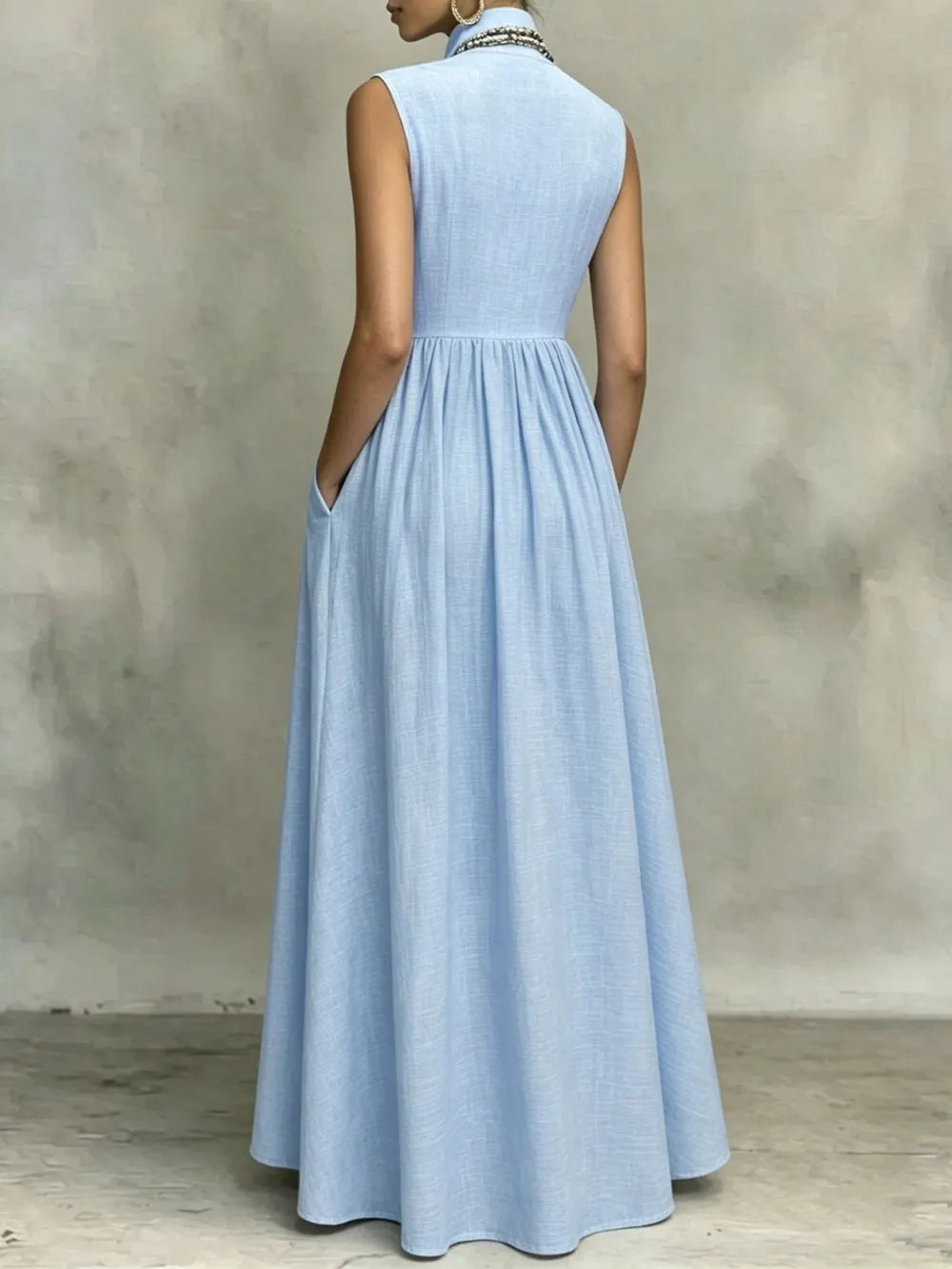Marcela Blue Sleeveless Maxi Dress Flowering Girl