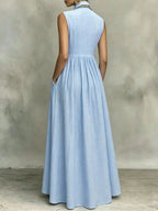 Marcela Blue Sleeveless Maxi Dress Flowering Girl